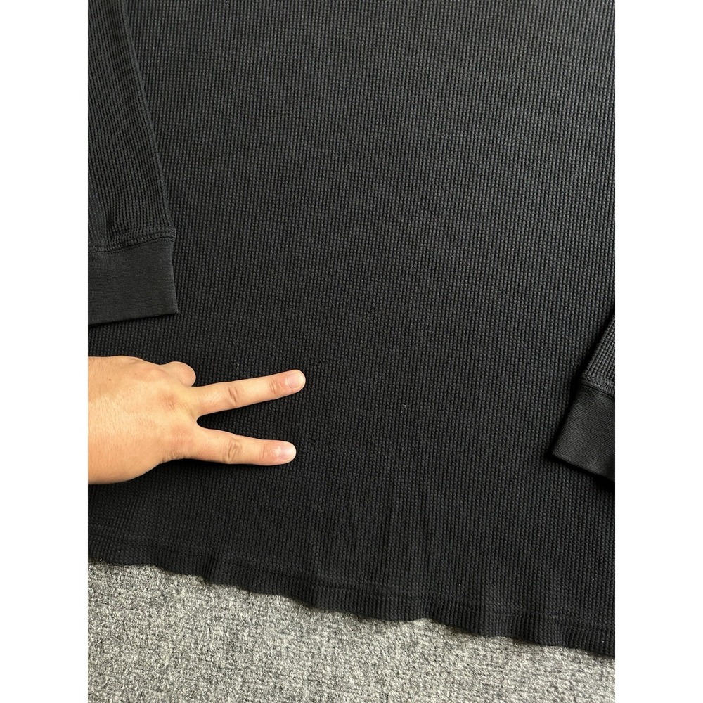 Mens South Pole Black Waffle Knit Thermal Long Sleeve Shirt, Size 2XL - Picture 5 of 5